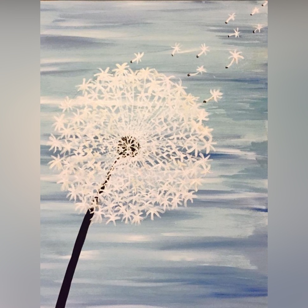 🎨 Art Work Natural Dandelion Painting ON wrapped CANVAS  - HANDMADE by ME 🎨